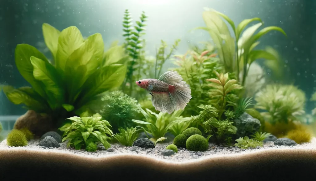 a betta fish tank with plants and the best gravel for betta fish